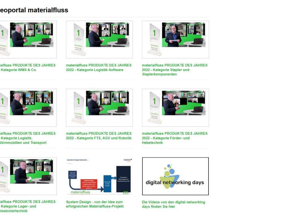 All videos of the materialfluss PRODUCTS OF THE YEAR 2022 award ceremonies - watch them now!