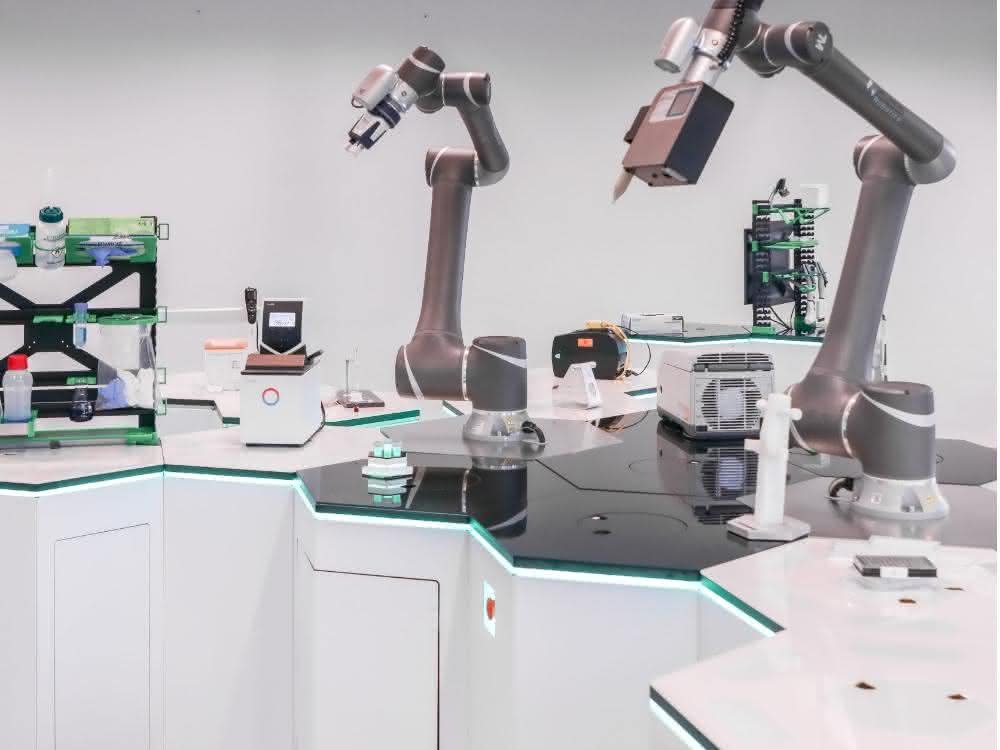 Sechseckige Elemente und Roboterarme