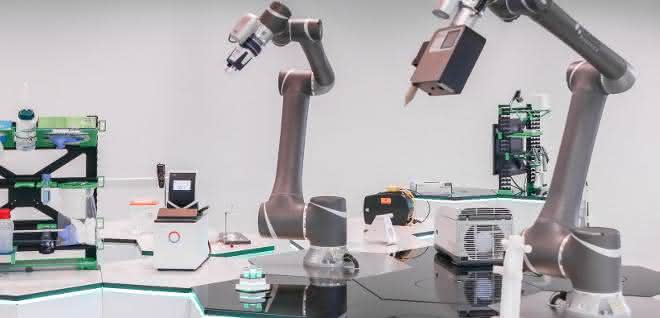 Sechseckige Elemente und Roboterarme