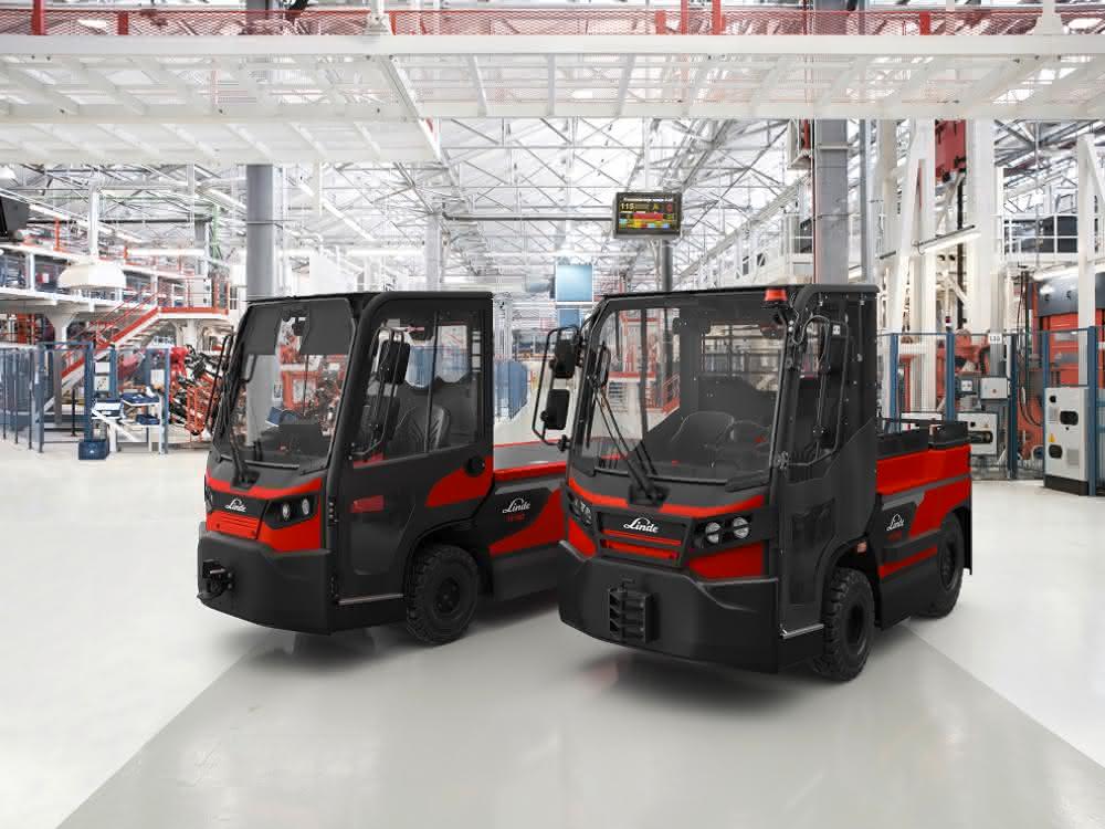 Electric tow tractors from the Linde P120 to P350 series