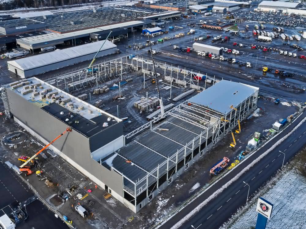 Södertälje Scania plant Södertälje under construction