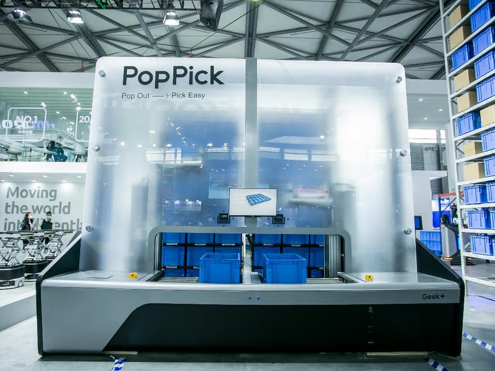 Geek+ robotics solutions PopPick and 8-meter RoboShuttle make their debut