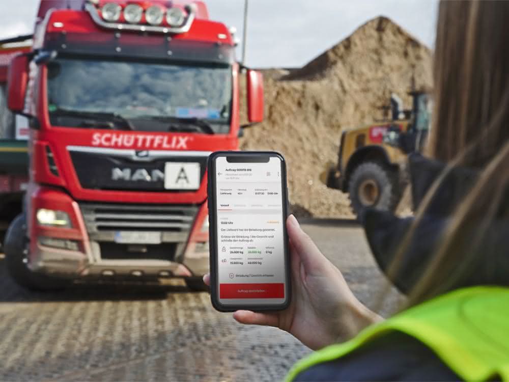 Die Schüttflix App im täglichen Gebrauch auf der Bautselle