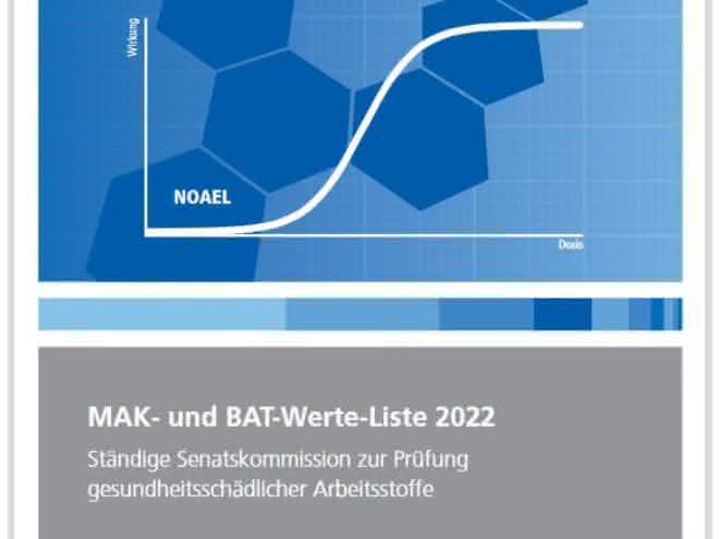 Gesundheitsschutz am Arbeitsplatz: MAK- und BAT-Werte-Liste 2022 Titelseite der DFG-Mitteilung MAK- und BAT-Werte-Liste 2022
