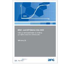 Gesundheitsschutz am Arbeitsplatz: MAK- und BAT-Werte-Liste 2022 Titelseite der DFG-Mitteilung MAK- und BAT-Werte-Liste 2022