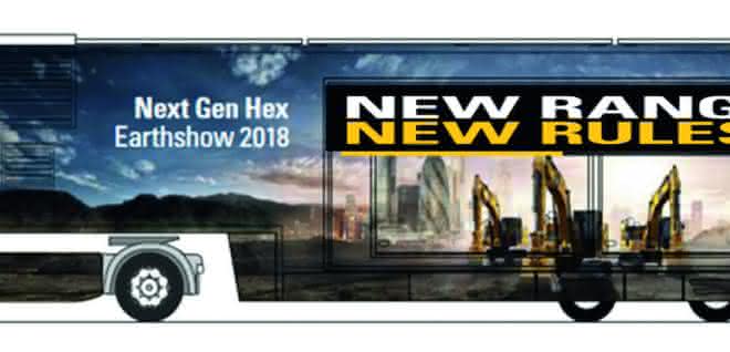 Caterpillar und Zeppelin präsentieren die Kettenbagger der neuen Generation mit eindrucksvollem Show-Truck.