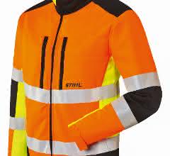 Stihl bietet einen neuen Schnitt- und Warnschutzanzug an, der die Sichtbarkeit von Bauarbeitern an Straßen und Bahntrassen erhöht.