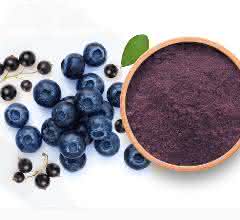Blaubeeren, Johannisbeeren und Pulver