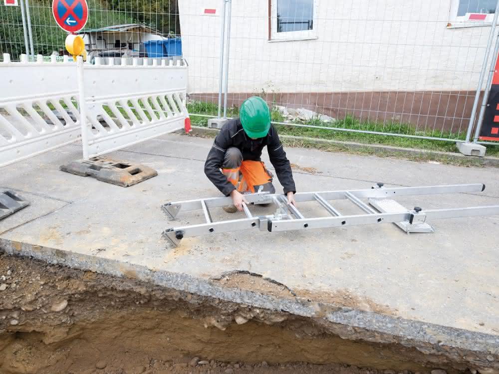 Stufen-Baugrubenleiter: Baugrube: Sicher rein und wieder raus