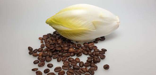Chicorée und Kaffeebohnen
