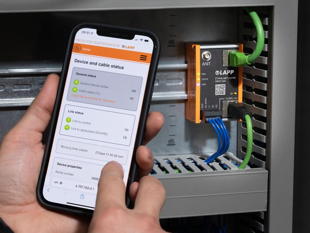 Etherline Guard monitors the drop in the transmission parameters of an Ethernet cable