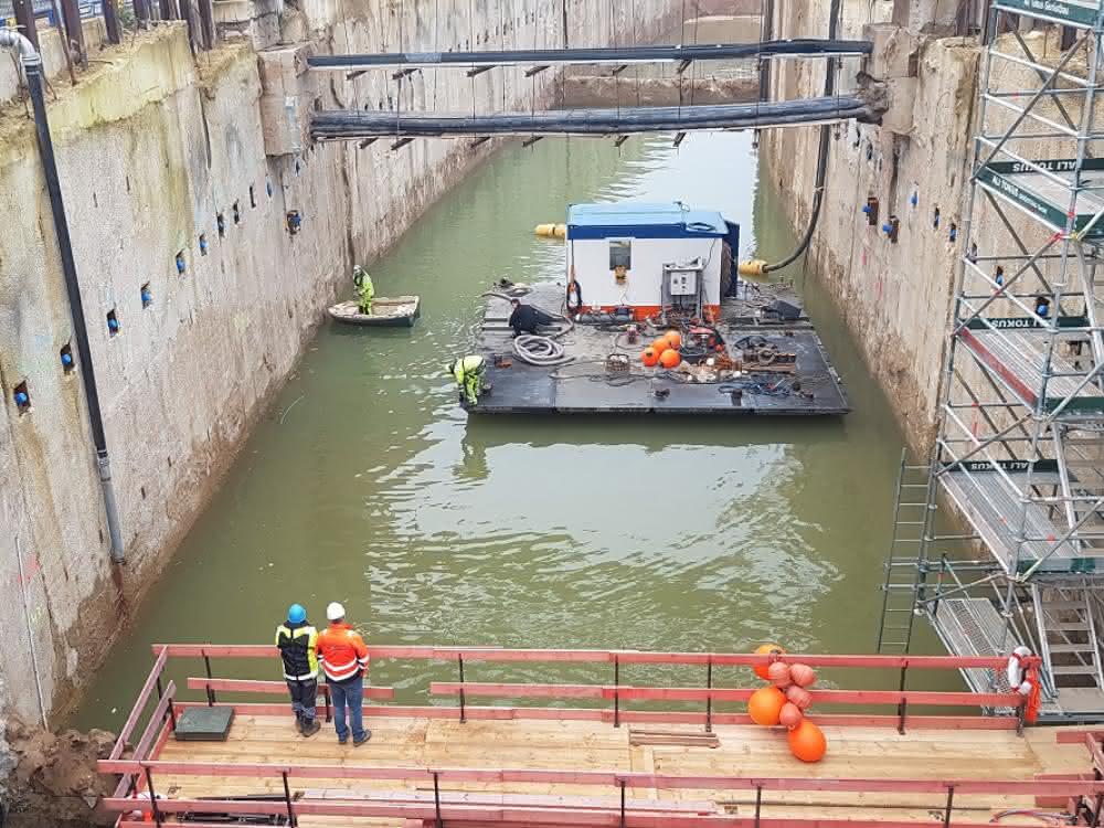 Schlitzwände zur Absicherung des Tunnelabschnitts