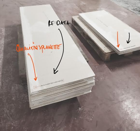 re:unit-Gipskartonplatte mit Qualitätssiegel.
