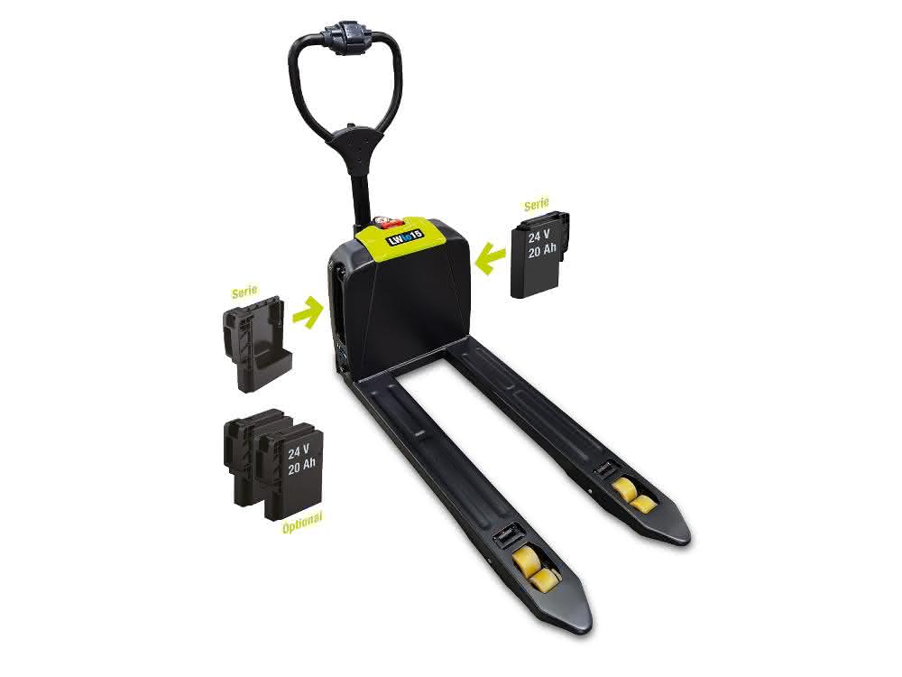 The LWio15 has a 24 V (20 Ah) Li-ion battery as standard The LWio15 has a 24 V (20 Ah) Li-ion battery as standard