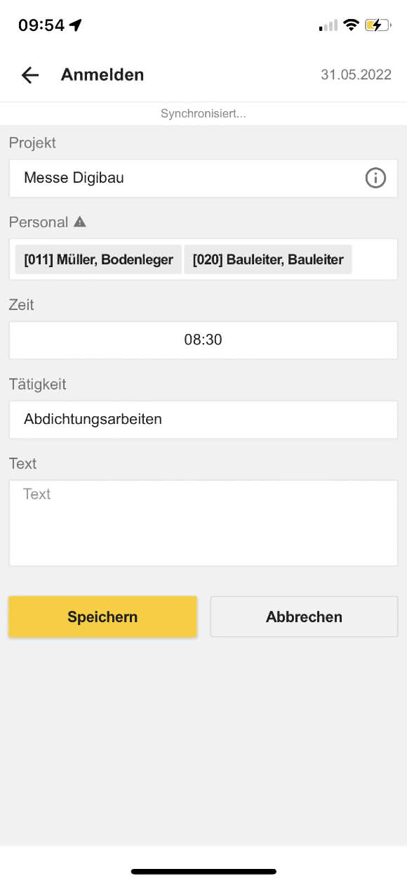 Zeiten einfach mit der App auf dem Handy erfassen