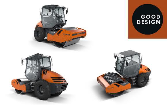 Good Design Award 2022 für die Serie HC CompactLine von Hamm: Die voll verglaste Kabine und die Form der Motorhaube ermöglichen erstklassige Sichtverhältnisse. Dabei ist die HC 70i das kürzeste Modell weltweit in diesem Segment.