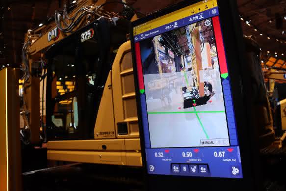 Unterstützung mit Augmented Reality: Damit können Baggerfahrer zukünftig digitale Gelän- demodelle mit der Ist-Situation abgleichen. Unterstützung mit Augmented Reality: Damit können Baggerfahrer zukünftig digitale Gelän- demodelle mit der Ist-Situation abgleichen.