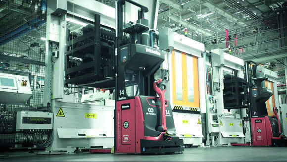 Fork lift truck: Automated guided vehicle systems for washing machines Fork lift truck: Automated guided vehicle systems for washing machines