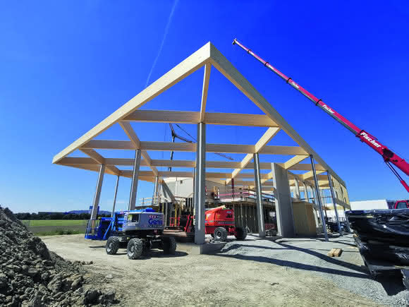 Ingenieurholzbau: Bäckerei-Filiale in Holz-Hybrid-Bauweise