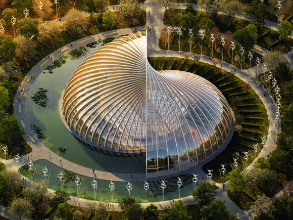 Internationaler Holzbau: China: Sportzentrum mit lebendigen Strukturen