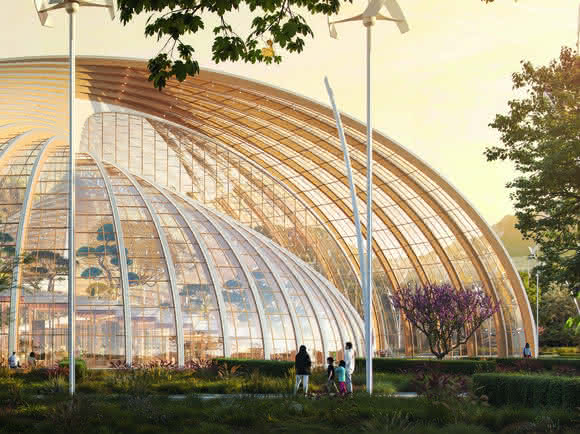 Internationaler Holzbau: China: Sportzentrum mit lebendigen Strukturen