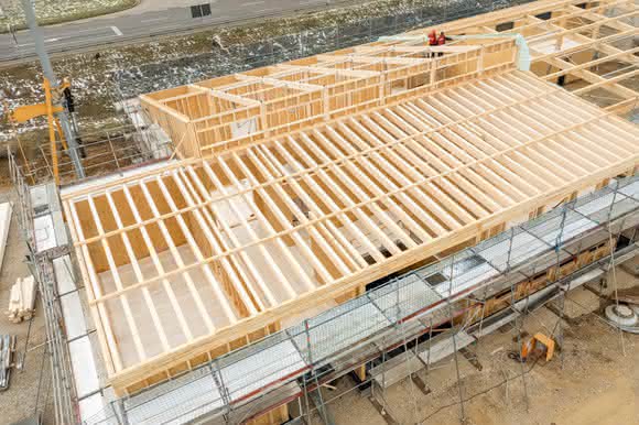 Blaulichtzentrum Westhausen: Konstruktion - Tragstruktur aus Holz
